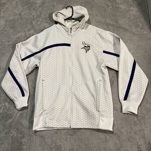 Minnesota Vikings Sweatshirt Men's Large White On Field Reebok Full Zip NFL